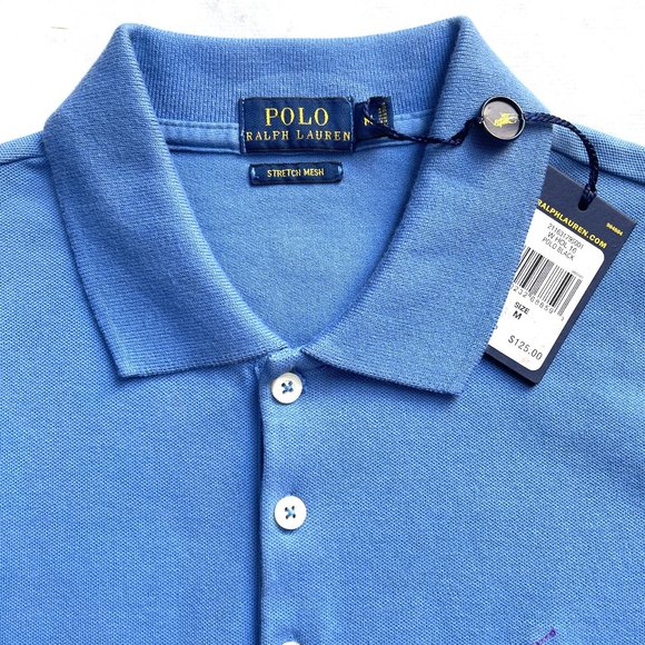 NWT Polo Ralph Lauren Stretch Mesh Blue Polo $125 - Picture 5 of 7